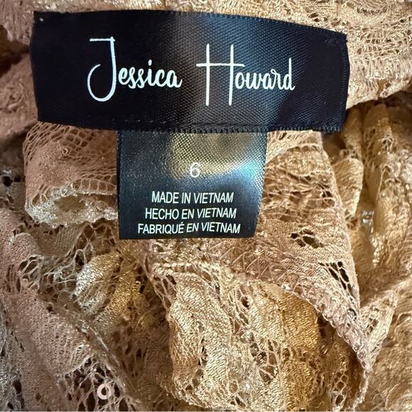 Jessica Howard Women's Soutache Jacket & Jewel-Neck Midi Dress Toffee Sz 6 - Picture 8 of 13